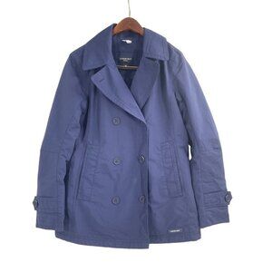 Lands' End Squall Blue 100% Nylon Collared Jacket Womens XS Pockets Waterproof